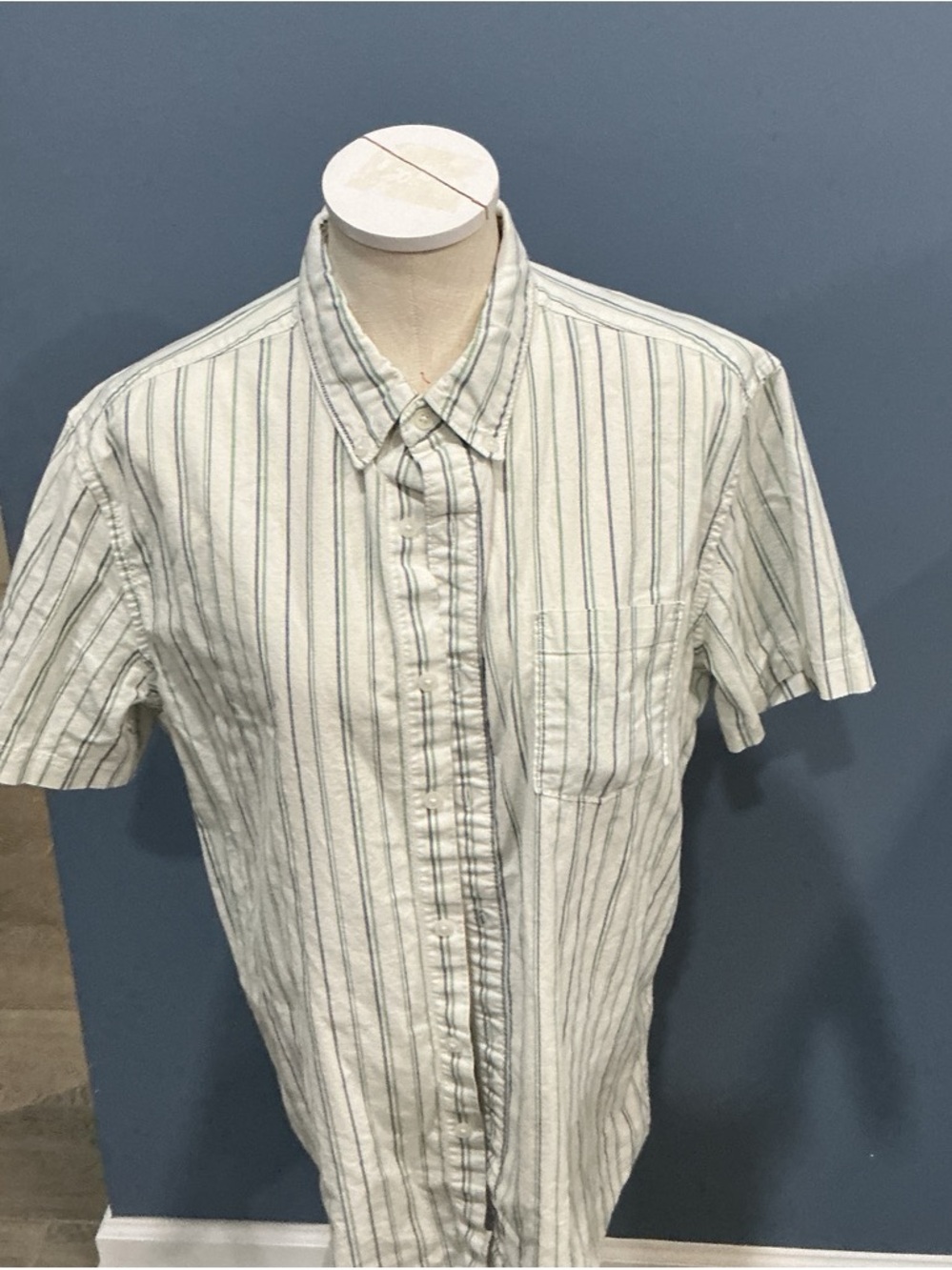 Sonoma Men's Short-Sleeve Button-Down Stripe Shirt - Green/White